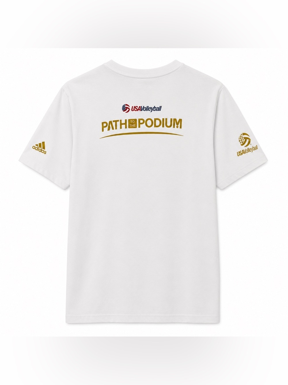 Adidas USA Volleyball High Performance Path to Podium Tee White Gold Size Small - Picture 3 of 6